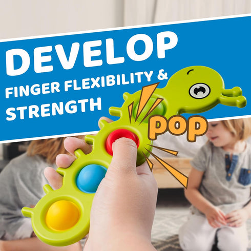 LiKee Fidget Popper Sensory Baby Toys - Montessori Busy Toy for 10+ Months - Push and Popping Bubbles for Fine Motor
