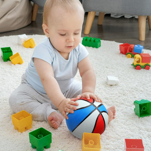 Lenwen Vinsot 6 Pack Mini Basketballs with Pump, 6 Inch Set for Small Hoops Basketball Game
