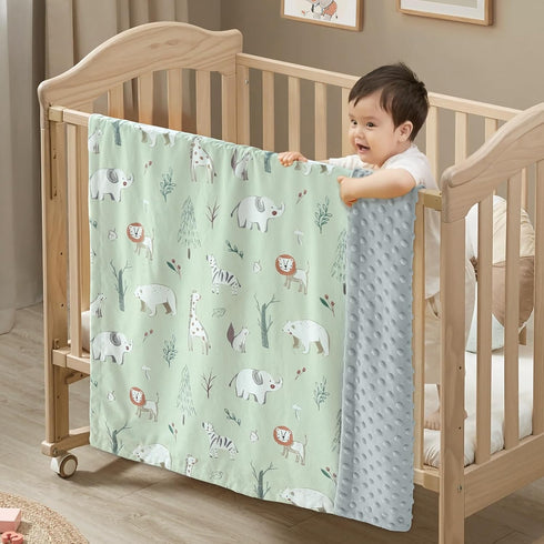 30 40 Inch BORITAR Baby Blanket for Boy Girls Soft Lightweight Minky Blanket with Double Layer Dotted Fleece Backing