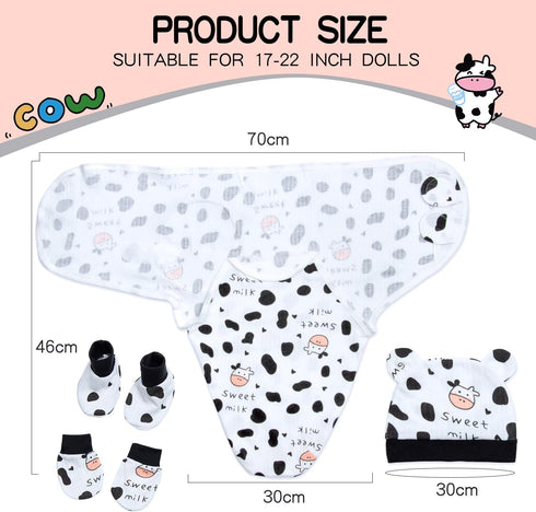 17-22 Inches 4 Pack Reborn Baby Dolls Clothes Swaddle Blanket for Reborn Dolls Girl/Boy Fake Baby Clothes Accessories