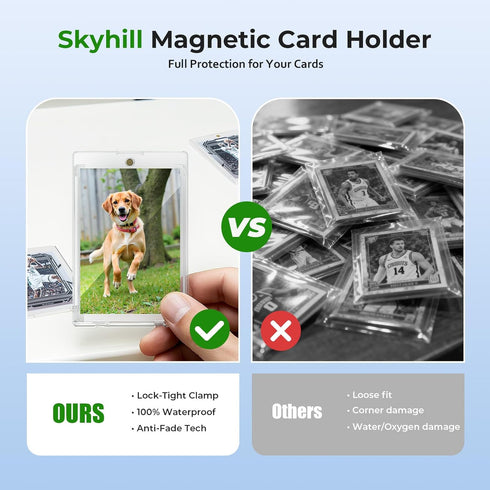 52ct 35pt 52 Skyhill Magnetic Card Holders, Acrylic One Touch Card Holder with Extra Protective Sleeves, U-V