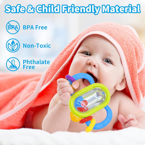7pcs Set, 0-6 6-12 3-6 0 1 2 3 4 5 6 MOONTOY Baby Rattles Toy Baby Toys Months Infant Toys Months Teethers for Babies
