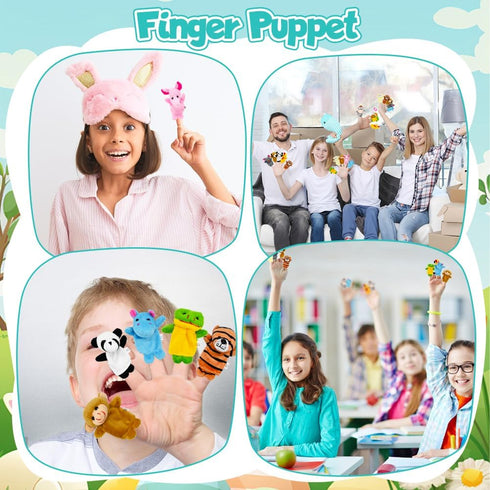 12 Animals Finger Puppets Set - Educational Pretend Play Toys for Kids Ages 3+ Easter Hunt Filler