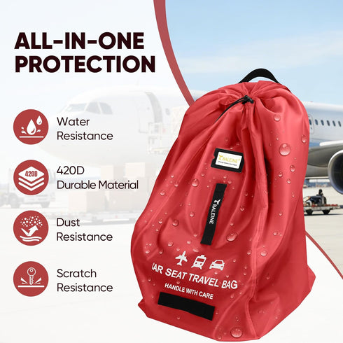 3 BALEINE Car Seat Travel Bag for Airplane, Water-Resistant Car Seat Bags for Air Travel, Foldable Cover with Handles