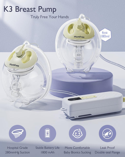 K3 1800mAh 3 9 Portable,15-24mm Breast Pump Hands Free Updated, Wearable Breastfeeding Pump with Soft Double-Seal