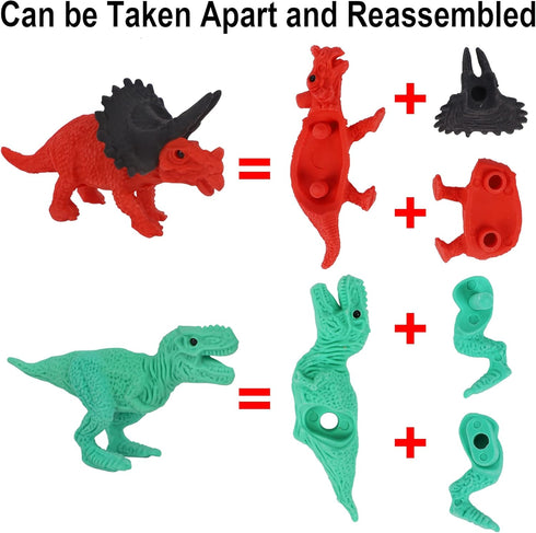 72 Pcs Animal Erasers for Kids, Mini Dinosaur Erasers Puzzle, Classroom Prizes