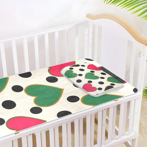 SyXIOP 28" 52" Colorful Heart Polka Dot Cooling Baby Crib Mattress x Breathable Crib Padding for Sides for Kids, Adult
