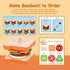 3 4 5 Wooden Sandwich Stacking Toys, Montessori Toys for Toddlers Kitchen Play Food Educational Preschool Learning Toys