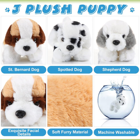 Skylety 7.87 Inches Plush Dog Stuffed Animal, Soft Puppy Pillow Toy Set for Girls Kids Dog Theme Party Favor