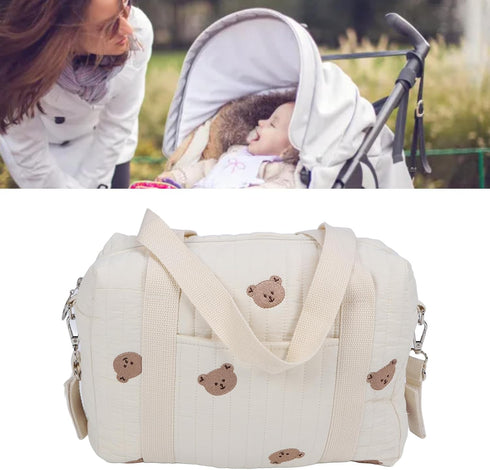 Toys29X26X12CM Focket Baby Stroller Organizer, Universal Large Space Baby Diaper Bag with Zipper, Embroidery Mom