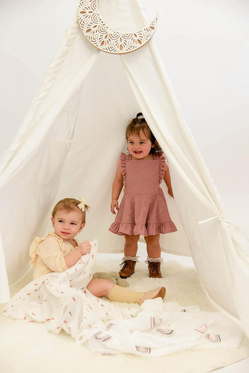 2 Pack Set Baby Swaddle Blanket - | Boho Rainbows + Raindrops | Muslin Cotton Blend | Newborn Essentials | Boys & Girls