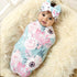 Galabloomer Newborn Receiving Blanket & Headband Set, Baby Flower Swaddle