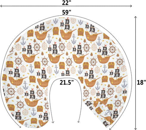 Cute Pirate Treasure Map Baby Nursing Pillow Covers for Boy Girl Pirates Ship Rudder Anchor Compass Nursing Pillowcase