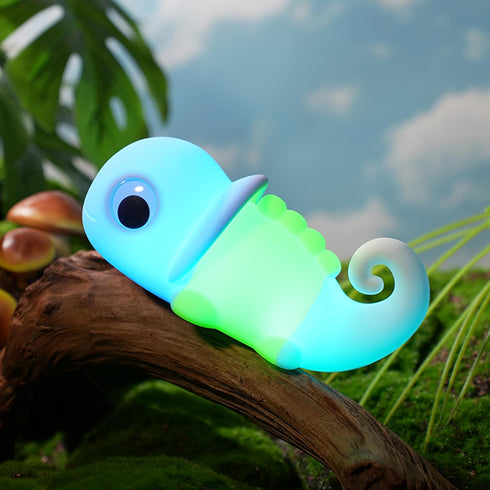 Myratts Night Light for Kids, Cute Soft Silicone Chameleon Lamp, Dimmable Timer Nursery