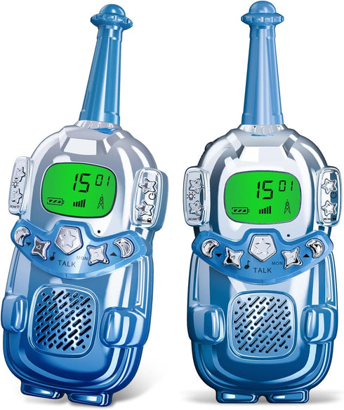 VARLEA Mini Robot Kids Walkie Talkies 2 Pack,Walkie Talkies for Kids with Backlit
