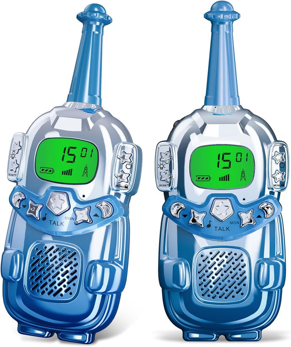 VARLEA Mini Robot Kids Walkie Talkies 2 Pack,Walkie Talkies for Kids with Backlit