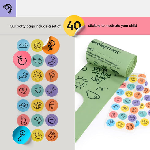Green Elephant Travel Potty Bags-Potty Liners for Portable Potty,Bags for Portable Toilet,Liners Disposable Kids,Potty