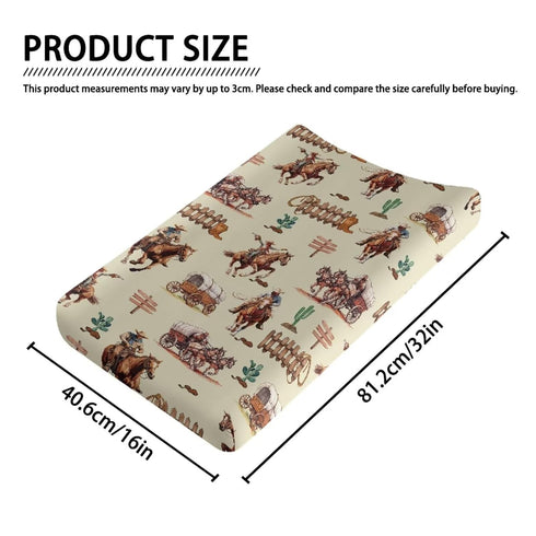 Ultra Soft Stretchy Western Cowboy Horse Changing Pad Covers for Girls Boys, Breathable Diaper Change Table Sheets