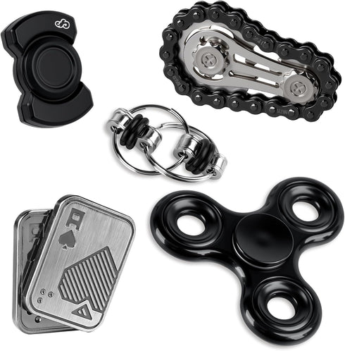 KAMBOLLY 5 Pcs Fidget Toys Adults Metal Fidgets Toy Set Magnetic Slider Clicker/Spinner