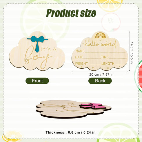 NQEUEPN 2pcs Wooden Baby Announcement Sign, Double-Sided Newborn Gender Reveal Its a Boy Girl Sign Welcome Hello World