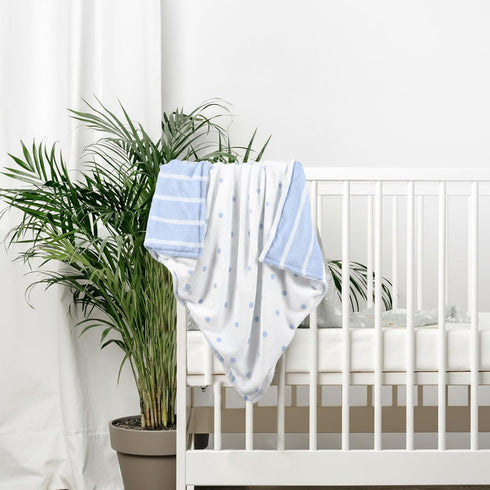 Hahafelt 30''x40'', Cozy Polka Dot Stripes Baby Blanket Fleece Baby Blankets for Boys, Blue Ultra Soft Fluffy Infant