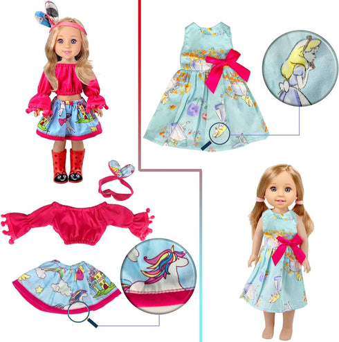 10-Sets Doll Clothes for American 14-inch Dolls, Handmade Outfits and Accessories, Christmas Gift