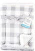 Hudson Baby Unisex Plush Mink and Sherpa Blanket - Gray Plaid, One Size