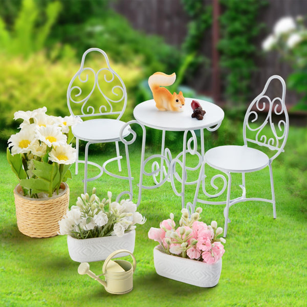 Minamzee 1/12 Scale Dollhouse Table Chair Sets, 9Pcs Metal Miniature Patio Sets, Dollhouse