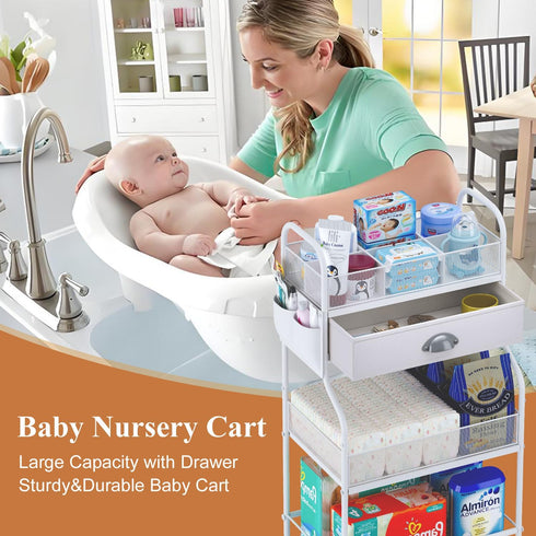 '-3 2+1 1 Baby Diaper Caddy Cart Organizer Tier, Bedside Nursery Essentials Organizer & Storage Holder for Newborn Baby