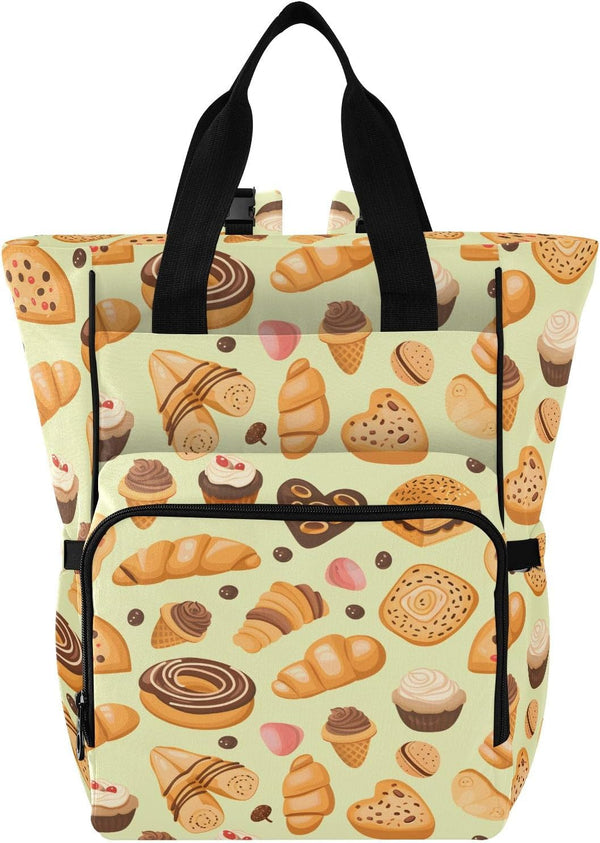 SUABO Donuts Ice Cream Bread Pattern Baby Diaper Bag Backpack Large Bag Waterproof