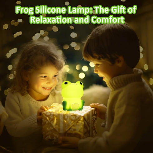 Frog Night Light - Touch Control Portable and Rechargeable Bedside Lamp for Nursery, Gifts for Boys Girls