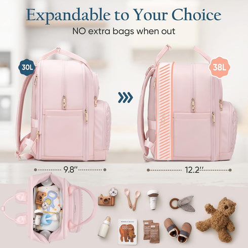 Backpack 2 30L-38L) Backpack Qualyphant Extra Large Diaper Bag - Diaper Bag for Kids Twins (Expandable - Cute Travel