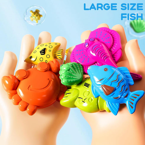 LILYBUDS 3-5 4-8, 3 4 5 6 7 8 Magnetic Fishing Game Toys for Kids Toddlers Water Table Bathtub Toys with Pole Rod Net