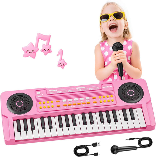 MusicForset Upgraded Kids Piano Keyboard 37 Keys Toddler Keyboard with Microphone Learning Instrument