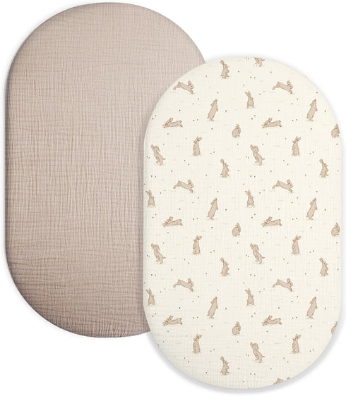 Bassinet Sheet for Baby Boy and Girl 2 Pack, Fitted Sheets for