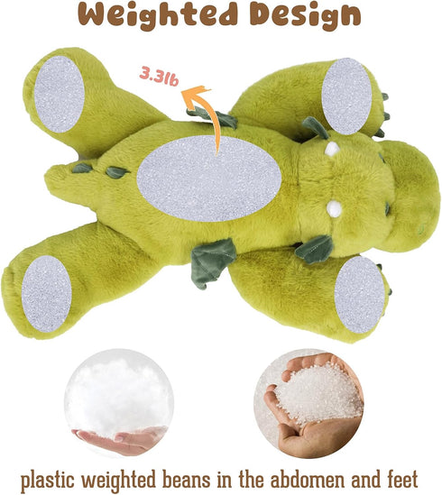 (20" 3.3 lbs) Weighted Dragon Stuffed Animal Soft Weighted Plushes Cute Green Dragon Plush Toy Birthday Gift for Boys