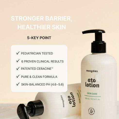 6-Layer (10.14 oz) mongdies Baby Ato Lotion | Vegan Daily Moisturizer for Newborns & Kids | Ceramide & Mineral-Rich