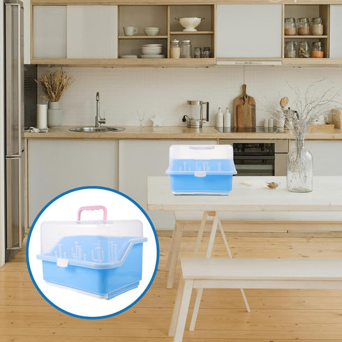 ELAYARD Bottle Drying Rack and Storage Box with Handle Portable Products Dustproof Milk Bottle Organizer for Feeding