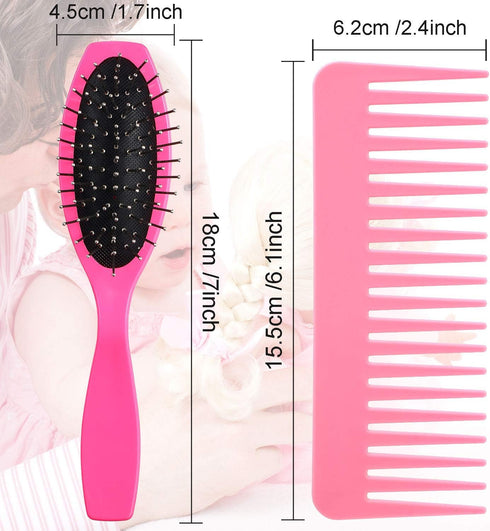 YoungJoy 21 Pcs Doll Hair Play Accessories, Pink Series Hair Brush Set for 18 and 14 Inch Dolls, Beauty Hair Care Tools