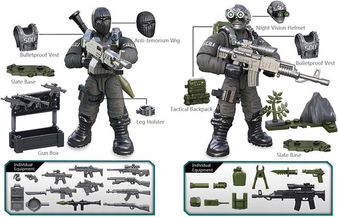 YEIBOBO Special Forces Mini Action Figure (Flying Tigers Team XJ-822) with Military Weapons and Accessories