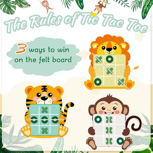 Capoda 24 Pack Jungle Animals Safari Theme Party Favors, Tic Tac Toe Strategic Board Game with Storage Bags