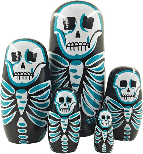 Lorveelo Skull Nesting Dolls - Cute Animal Matryoshka Doll Handmade Wooden Dolls for Children Christmas Birthday