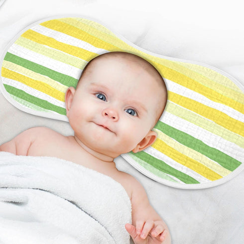 decor gift 4 Pack 22x11in Cotton Baby Burp Cloths Soft and Absorbent? Yellow Green White Stripe Pattern washcloth