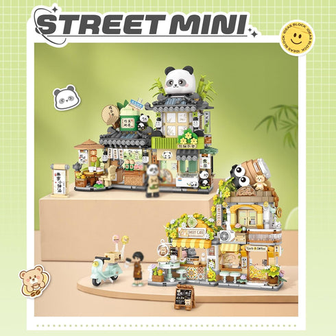 MEIEST Set,Simulation Mini City Shop Street View Building Blocks Model Animals Architecture Collection Particle