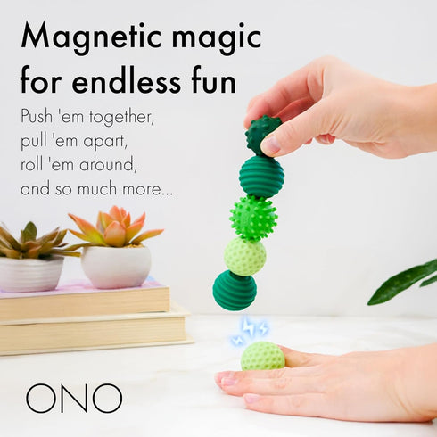 Set 8) ONO Signets Silicone Magnetic Balls with Textured Dimples, Bumps, and Waves | Fun to Play with Fidget Toy