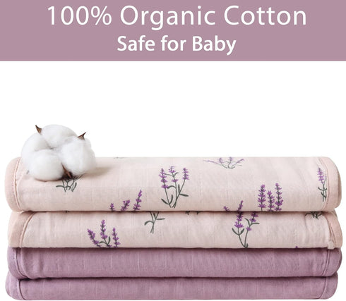 LifeTree Muslin Baby Burp Cloths - Ultra Soft 2 Pack Organic Cotton Large 22'' by 10'' Absorbent Milk Spit Up Rags