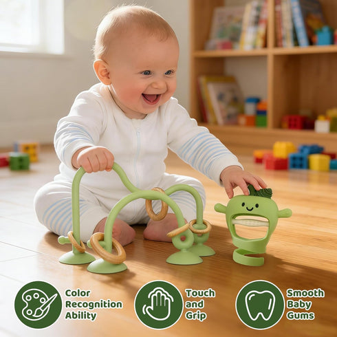 6 12 18 Baby High Chair Suction Toys Teething Chew - Silicone Apple Teething Relief Toys Silicone Teethers Table Toys