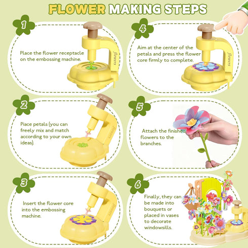 JoySpark Toys 150PCS 3-12 Fabric Flower Bouquets Toys DIY Flower Making Kit for Kids Ages Arts & Crafts Flower Crafts