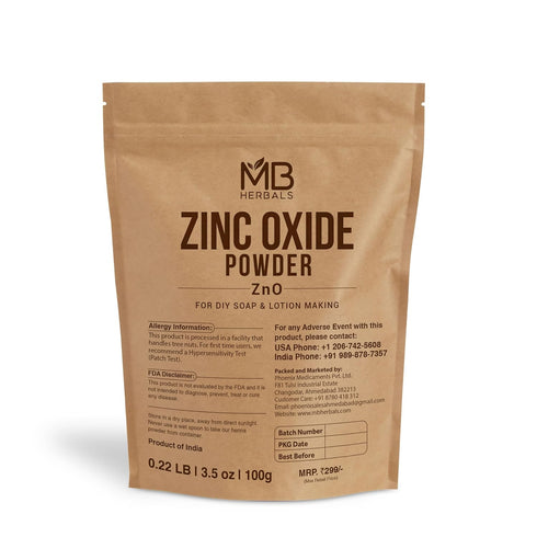 MB Herbals Zinc Oxide Powder 3.5 oz | Uncoated & Non-Nano | Pharmaceutical Grade | For DIY Sunscreen Lotion & Diaper Rash Cream