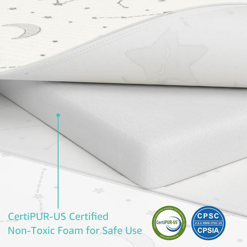 YENING Pack 38x26 Pack Bamboo and Play Mattress Pad Breathable Waterproof Baby Mattress for N Play Matress Topper